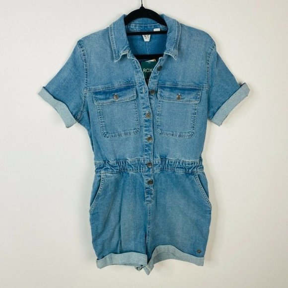 Roxy BNWT Blue Denim Playsuit Jumpsuit Women's Size XS RRP $119.99 - Picture 3 of 9